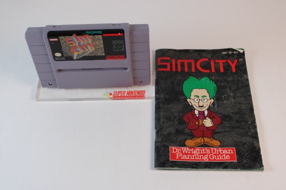 SimCity (Super Nintendo SNES, 1991) Game Cartridge + Manual, Tested/Works